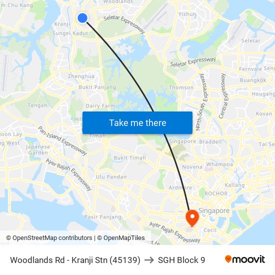 Woodlands Rd - Kranji Stn (45139) to SGH Block 9 map