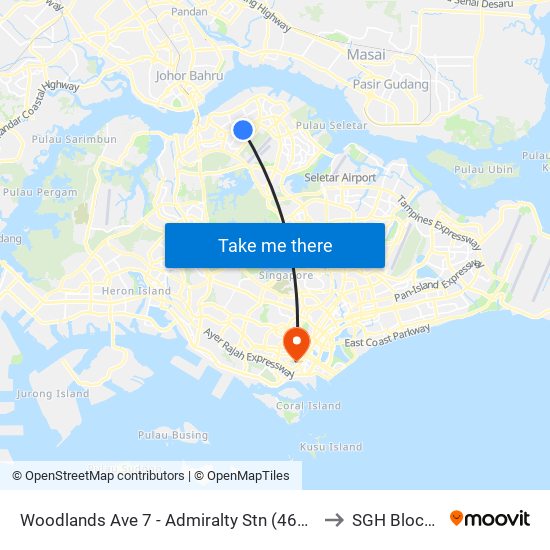 Woodlands Ave 7 - Admiralty Stn (46779) to SGH Block 9 map