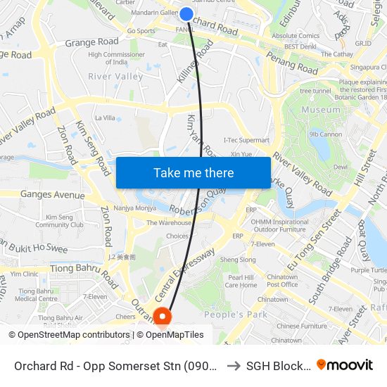 Orchard Rd - Opp Somerset Stn (09038) to SGH Block 9 map