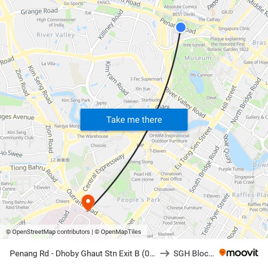 Penang Rd - Dhoby Ghaut Stn Exit B (08031) to SGH Block 9 map