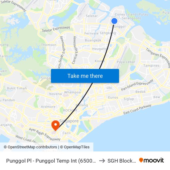 Punggol Pl - Punggol Temp Int (65009) to SGH Block 9 map