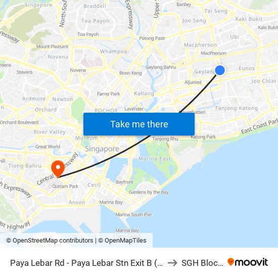 Paya Lebar Rd - Paya Lebar Stn Exit B (81111) to SGH Block 9 map