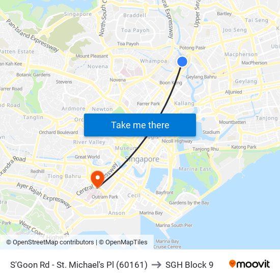S'Goon Rd - St. Michael's Pl (60161) to SGH Block 9 map