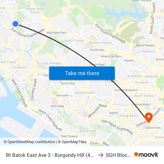 Bt Batok East Ave 3 - Burgundy Hill (42319) to SGH Block 9 map