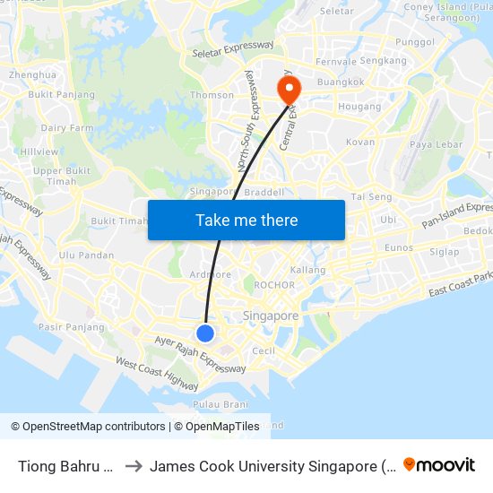 Tiong Bahru (EW17) to James Cook University Singapore (AMK Campus) map