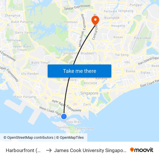 Harbourfront (NE1|CC29) to James Cook University Singapore (AMK Campus) map