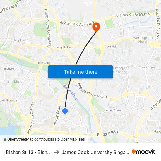 Bishan St 13 - Bishan Int (53009) to James Cook University Singapore (AMK Campus) map