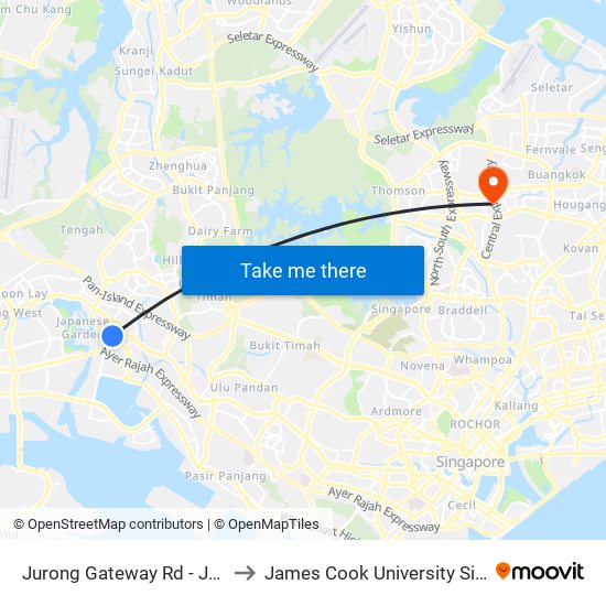 Jurong Gateway Rd - Jurong East Int (28009) to James Cook University Singapore (AMK Campus) map