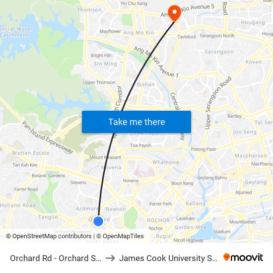 Orchard Rd - Orchard Stn/Tang Plaza (09047) to James Cook University Singapore (AMK Campus) map