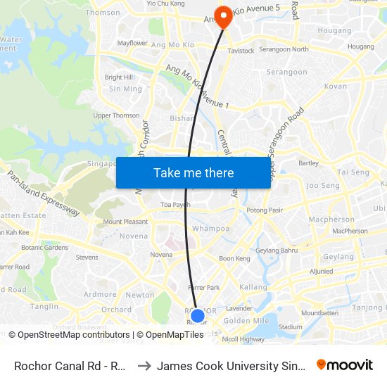 Rochor Canal Rd - Rochor Stn (07531) to James Cook University Singapore (AMK Campus) map