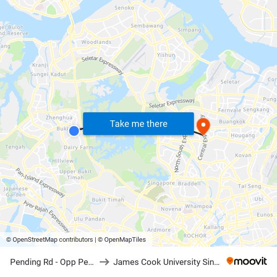 Pending Rd - Opp Pending Stn (44221) to James Cook University Singapore (AMK Campus) map