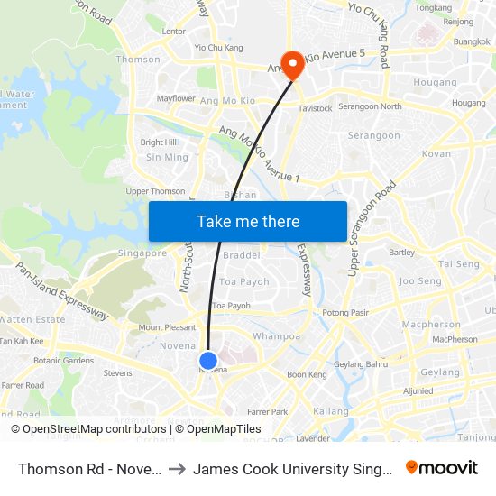 Thomson Rd - Novena Stn (50038) to James Cook University Singapore (AMK Campus) map