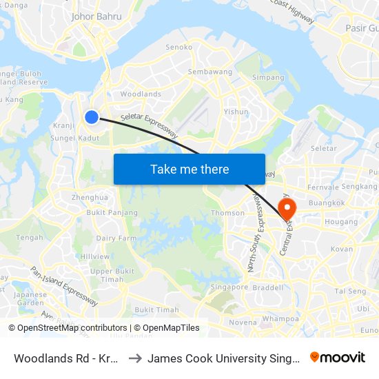 Woodlands Rd - Kranji Stn (45139) to James Cook University Singapore (AMK Campus) map