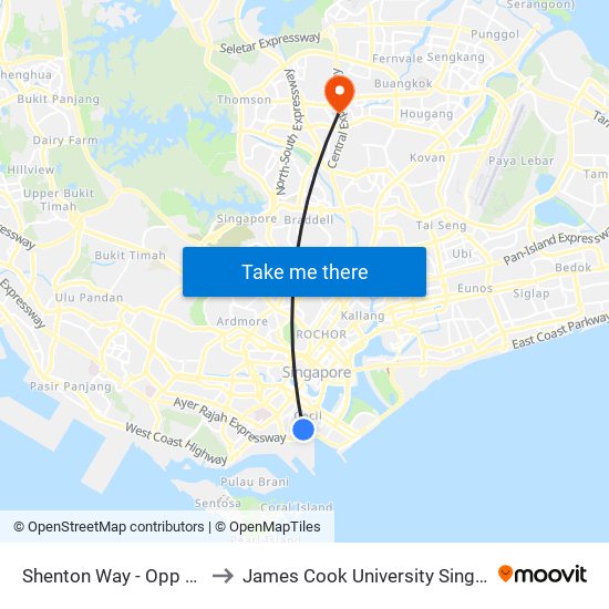 Shenton Way - Opp Axa Twr (03217) to James Cook University Singapore (AMK Campus) map