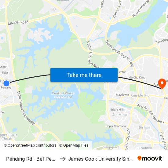 Pending Rd - Bef Pending Stn (44229) to James Cook University Singapore (AMK Campus) map