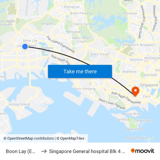 Boon Lay (EW27) to Singapore General hospital Blk 4 Ward 43 map