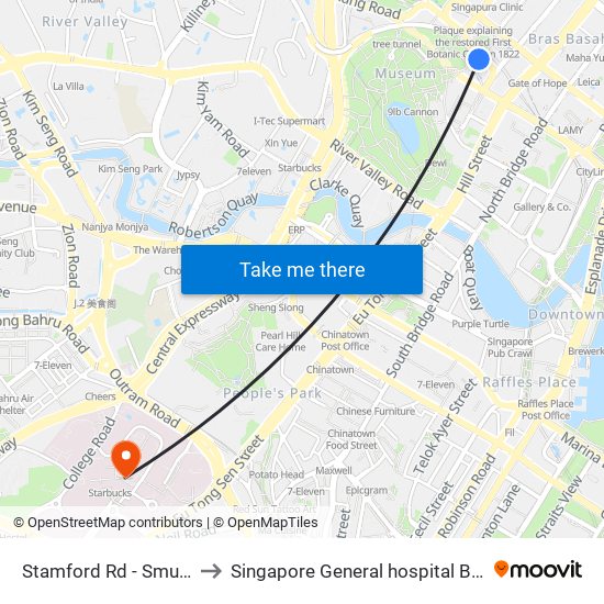 Stamford Rd - Smu (04121) to Singapore General hospital Blk 4 Ward 43 map