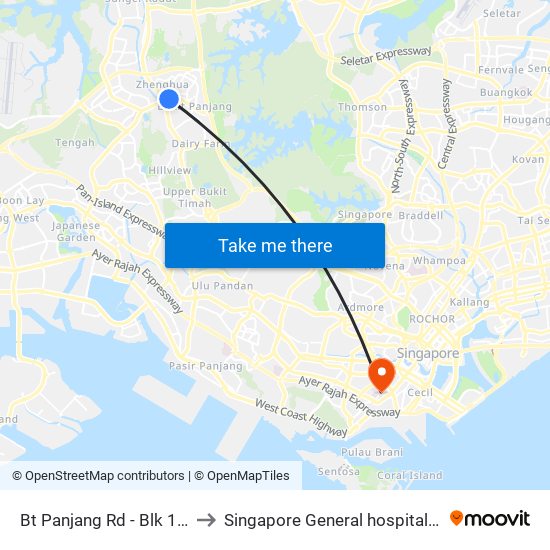 Bt Panjang Rd - Blk 183 (44259) to Singapore General hospital Blk 4 Ward 43 map