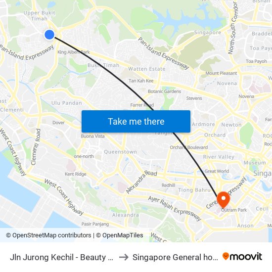 Jln Jurong Kechil - Beauty World Stn Exit C (42151) to Singapore General hospital Blk 4 Ward 43 map