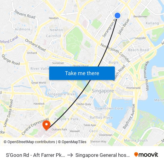 S'Goon Rd - Aft Farrer Pk Stn Exit G (07211) to Singapore General hospital Blk 4 Ward 43 map