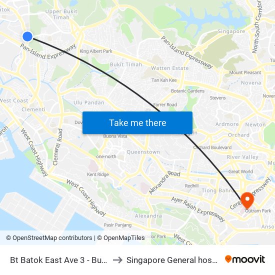 Bt Batok East Ave 3 - Burgundy Hill (42319) to Singapore General hospital Blk 4 Ward 43 map