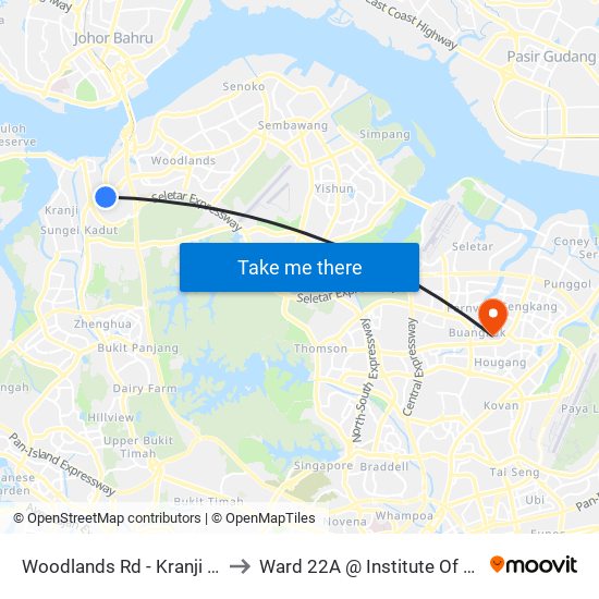 Woodlands Rd - Kranji Stn (45139) to Ward 22A @ Institute Of Mental Health map