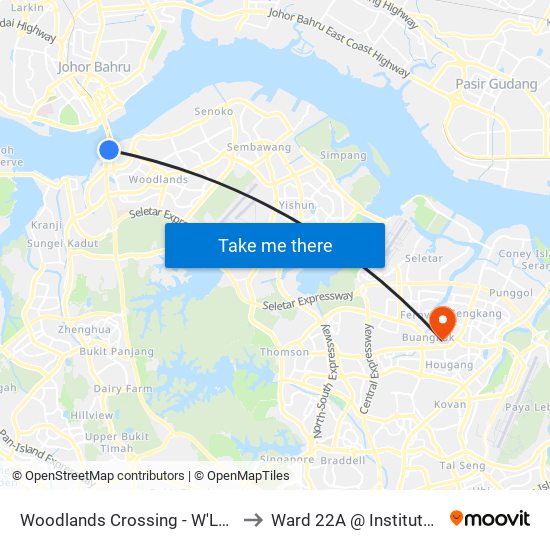 Woodlands Crossing - W'Lands Checkpt (46109) to Ward 22A @ Institute Of Mental Health map