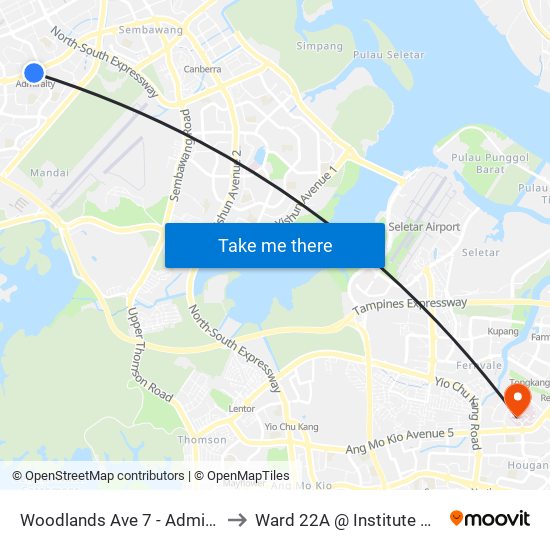 Woodlands Ave 7 - Admiralty Stn (46779) to Ward 22A @ Institute Of Mental Health map