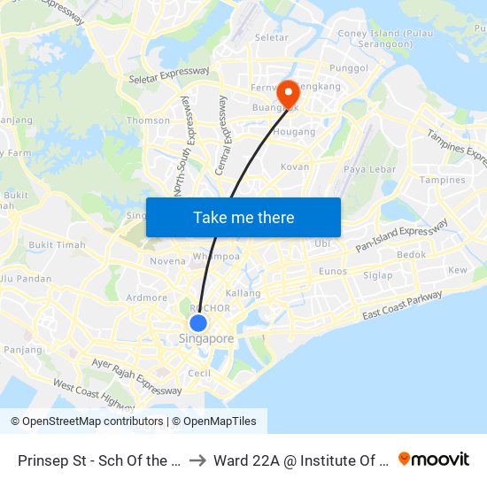 Prinsep St - Sch Of the Arts (08079) to Ward 22A @ Institute Of Mental Health map