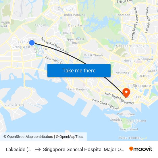 Lakeside (EW26) to Singapore General Hospital Major Operating Theatre map