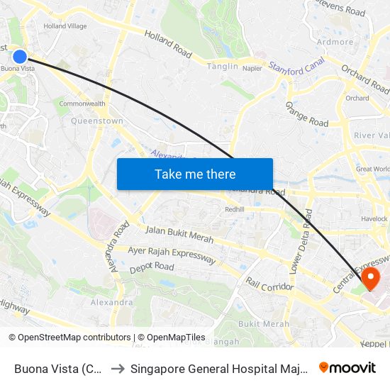 Buona Vista (CC22|EW21) to Singapore General Hospital Major Operating Theatre map