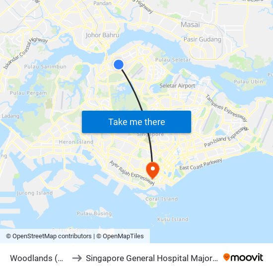 Woodlands (Ns9 | Te2) to Singapore General Hospital Major Operating Theatre map