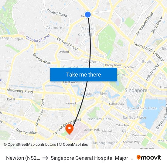 Newton (NS21|DT11) to Singapore General Hospital Major Operating Theatre map