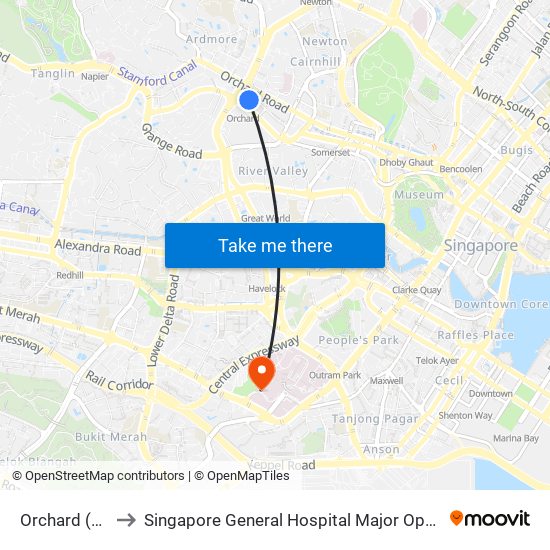 Orchard (NS22) to Singapore General Hospital Major Operating Theatre map