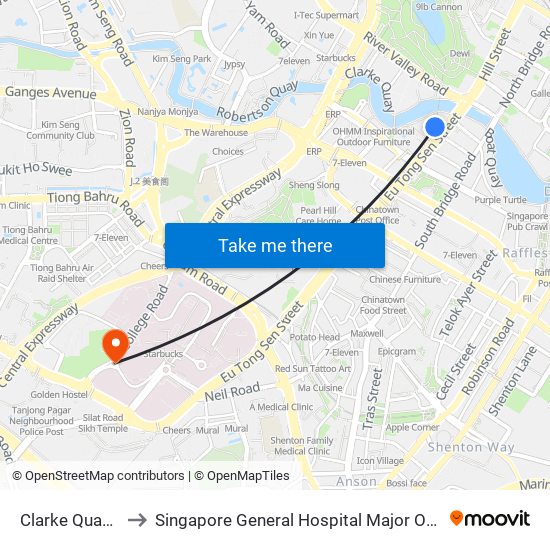 Clarke Quay (NE5) to Singapore General Hospital Major Operating Theatre map