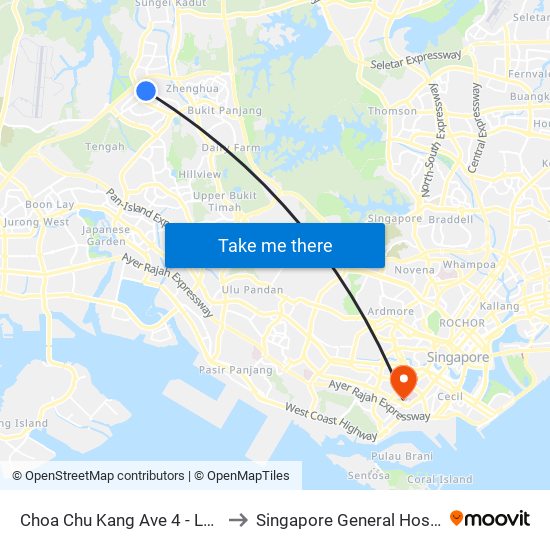 Choa Chu Kang Ave 4 - Lot 1/Choa Chu Kang Stn (44539) to Singapore General Hospital Major Operating Theatre map
