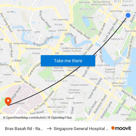 Bras Basah Rd - Raffles Hotel (02049) to Singapore General Hospital Major Operating Theatre map