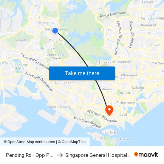 Pending Rd - Opp Pending Stn (44221) to Singapore General Hospital Major Operating Theatre map