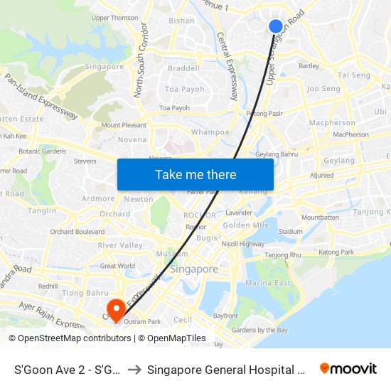 S'Goon Ave 2 - S'Goon Int (66009) to Singapore General Hospital Major Operating Theatre map