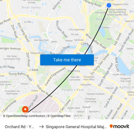 Orchard Rd - Ymca (08041) to Singapore General Hospital Major Operating Theatre map