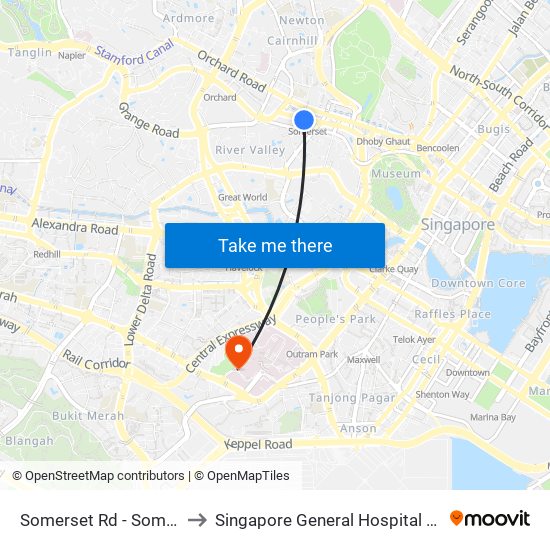 Somerset Rd - Somerset Stn (08121) to Singapore General Hospital Major Operating Theatre map