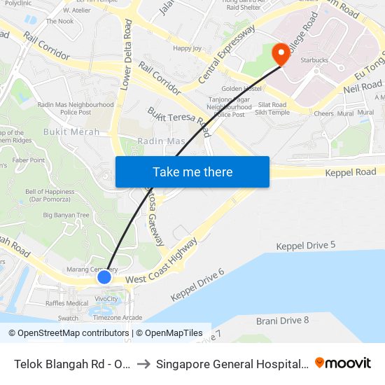 Telok Blangah Rd - Opp Vivocity (14119) to Singapore General Hospital Major Operating Theatre map