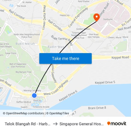 Telok Blangah Rd - Harbourfront Stn/Vivocity (14141) to Singapore General Hospital Major Operating Theatre map