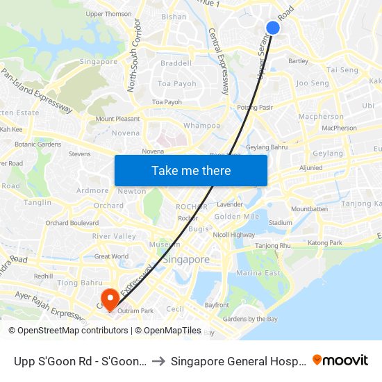 Upp S'Goon Rd - S'Goon Stn Exit A/Blk 413 (62139) to Singapore General Hospital Major Operating Theatre map