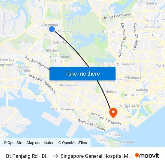 Bt Panjang Rd - Blk 183 (44259) to Singapore General Hospital Major Operating Theatre map