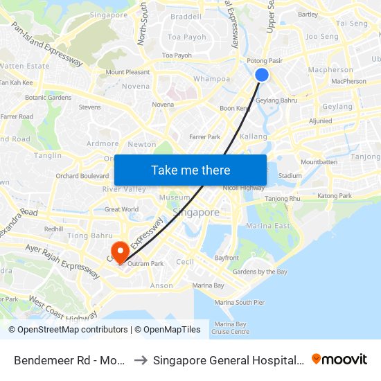 Bendemeer Rd - Mom Svcs Ctr (60179) to Singapore General Hospital Major Operating Theatre map