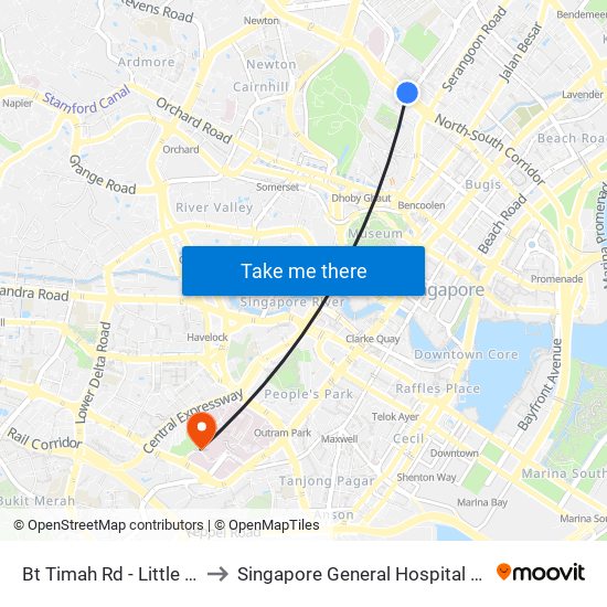 Bt Timah Rd - Little India Stn (40019) to Singapore General Hospital Major Operating Theatre map