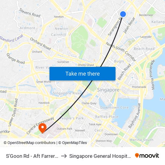 S'Goon Rd - Aft Farrer Pk Stn Exit G (07211) to Singapore General Hospital Major Operating Theatre map