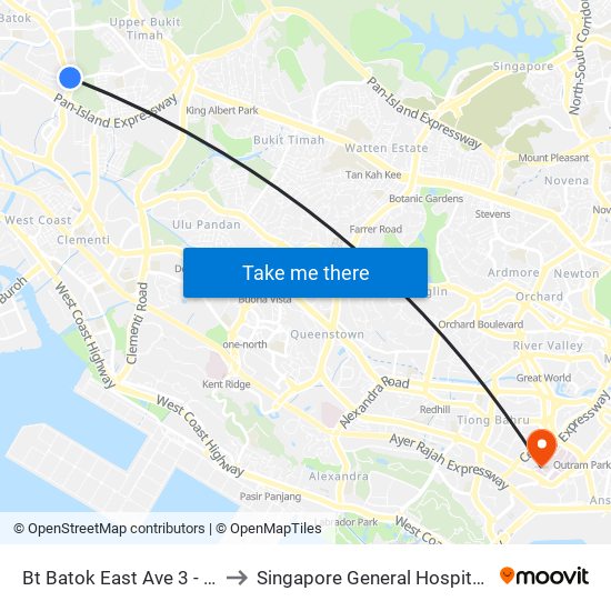 Bt Batok East Ave 3 - Burgundy Hill (42319) to Singapore General Hospital Major Operating Theatre map