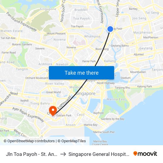 Jln Toa Payoh - St. Andrew's Village (60081) to Singapore General Hospital Major Operating Theatre map